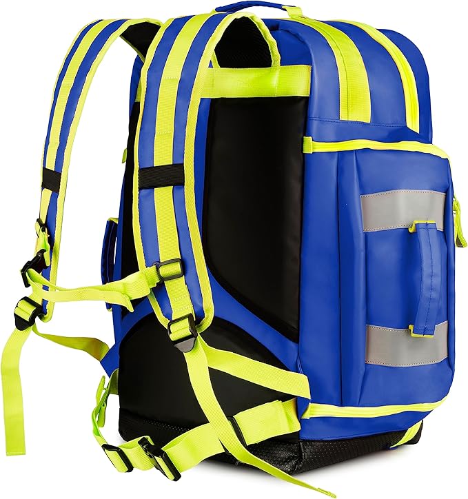 Scherber Fully-Stocked Premium First Responder Backpack | EMT/EMS Medic Trauma, Bleeding & Oxygen Medical Kit | CAT Tourniquet, QuikClot 4x4, HyFin Chest Seal & 250+ First Aid Supplies - Blue