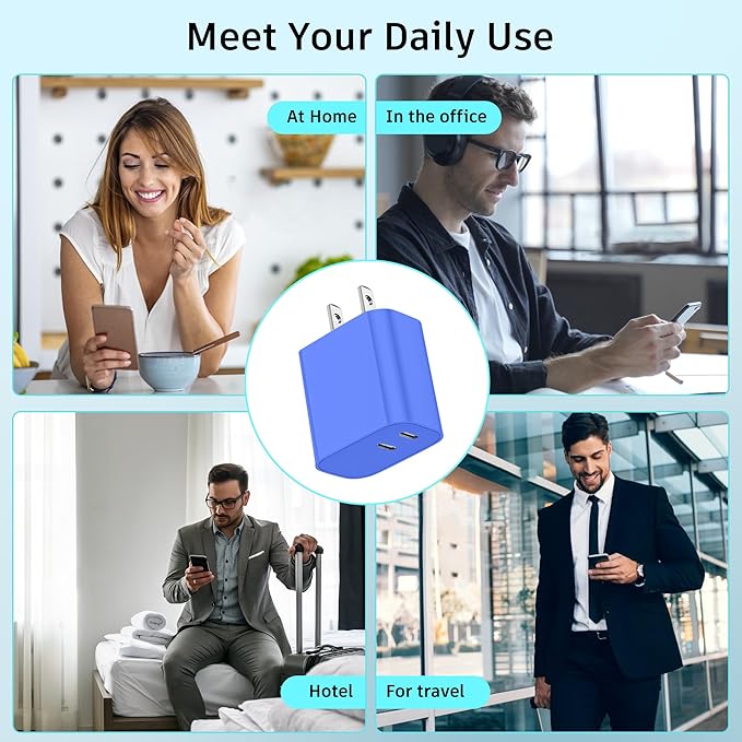 USB C Charger,Dual Port USB C Fast Charging Block，Type C Wall Charger Plug for iPhone 15/14/13/12/11/ Pro Max/Plus/Xs Max/XR/X,iPad Pro/Samsung Galaxy(20W)