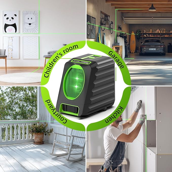 Huepar Laser Level, 150Ft Self Leveling Green Cross Line Laser Outdoor Use with Receiver (Pulse Mode 197Ft), for Picture Hanging, Tile, DIY Decoration – 360° Magnetic Base & AA Battery Included