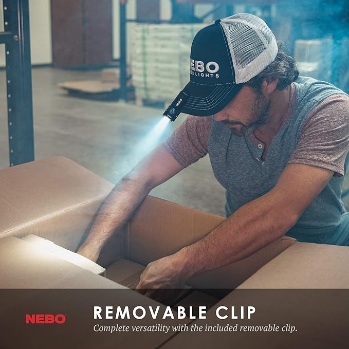 NEBO Torchy Rechargeable Pocket Flashlight | 1,000 Lumens, 5 Light Modes, Magnetic Base & Steel Clip, Water Resistant, LED Mini Flashlight for EDC & Camping, Includes Charging Cable