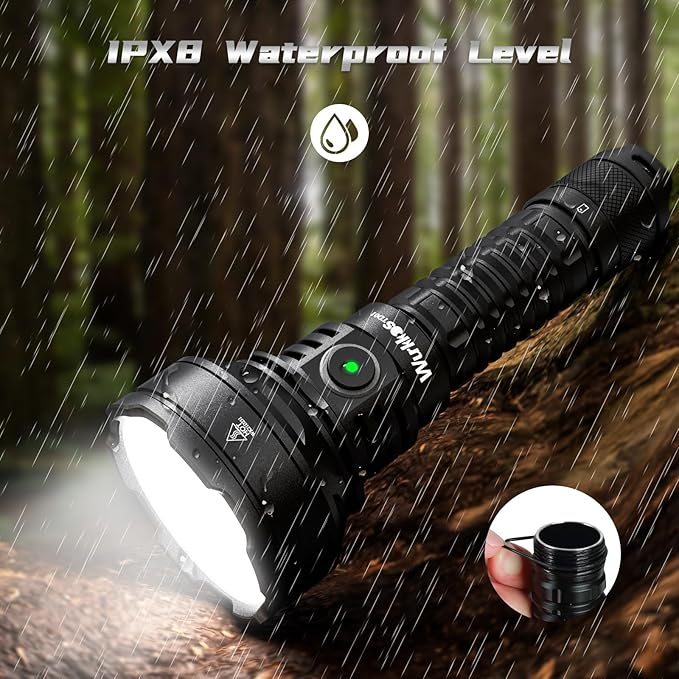 Wurkkos LED Tactical Flashlight Rechargeable - TD01 Tactical Flashlight High Lumens SFT40 LED Super Bright 2000LM - Rechargeable Flashlight with Dual Switch 2 Modes IP68 1039M Longest Range USB C