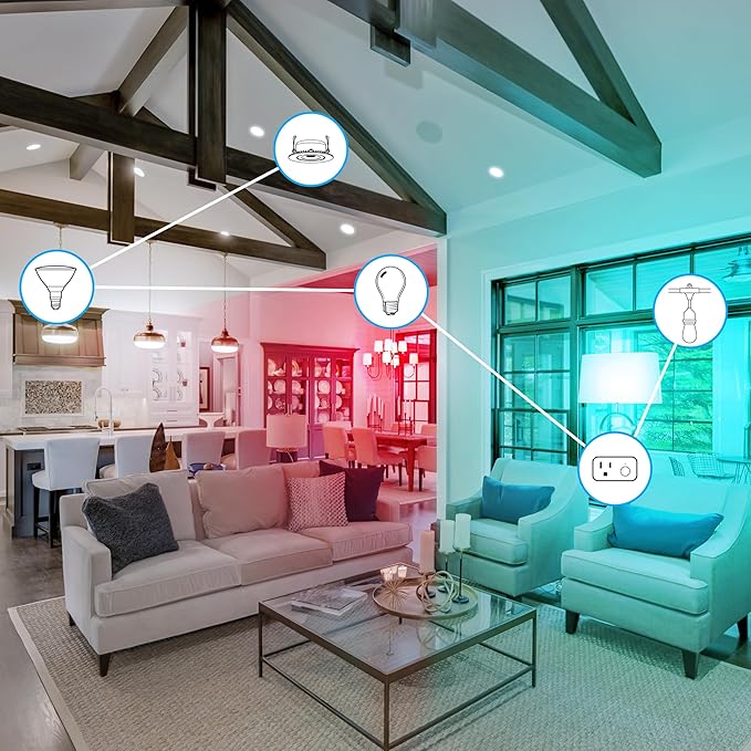 Feit Electric BR30 Smart LED Light Bulbs, 65W Equivalent, Dimmable, Color Changing, Tunable White, 650 Lumens, 2.4GHz Wi-Fi, Alexa/Google Home Enabled Track Lighting, BR30/RGBW/CA/AG/RP/6, 6 Pack