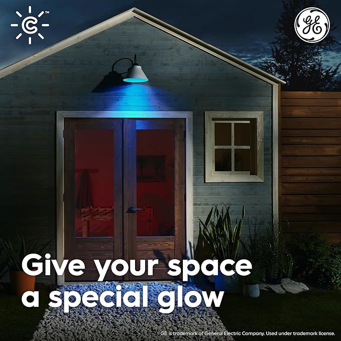 GE CYNC Smart LED PAR38 Flood Light Bulb - WiFi & Bluetooth Color Changing RGB Outdoor Light Bulbs - 90W Equivalent, Compatible with Alexa & Google Home - Dimmable, Long Lasting, Tuneable - Pack of 2