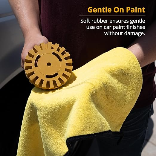 4 Inch Decal Remover Eraser Wheel - Easily Remove Car Stickers, Adhesive, Glass, Metal, Emblem, Vinyl and Pinstripes - Rubber Wheel with Drill Adapter for Quick and No Scratch Application