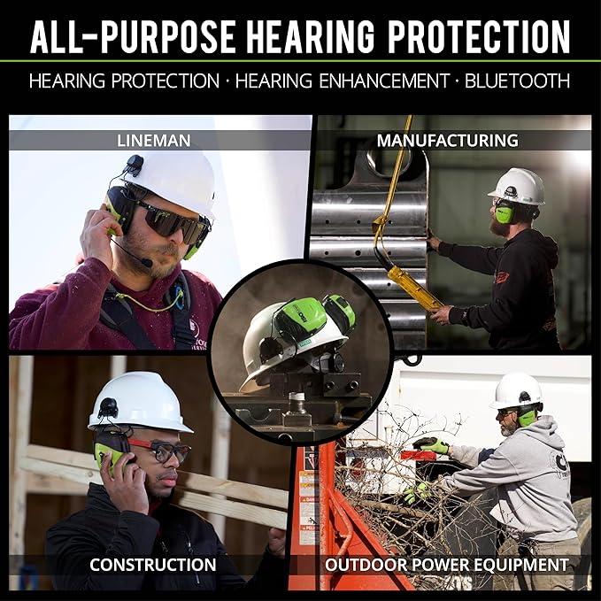 ISOtunes LINK Bluetooth Helmet Mount Earmuffs: Ultra Durable OSHA Compliant Bluetooth Hearing Protection Headphones for Work