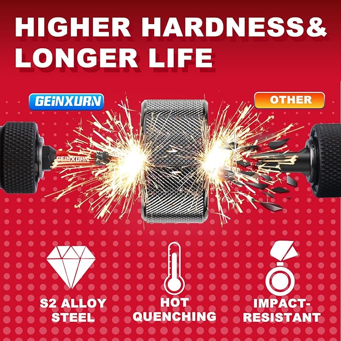 10 Pieces 2 In. (T7-T40) Impact Screwdriver Bit Set, Magnetic Multi-Torx Head Power Bits, S2 Alloy Steel Star Bits with 1 Pc Impact Bit Holder and Storage M-Box