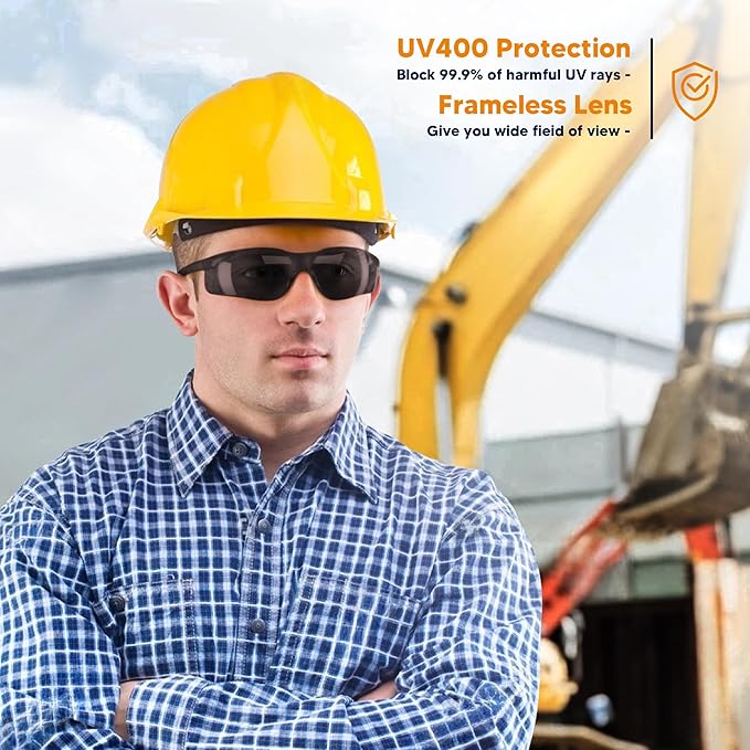 Tinted Safety Glasses 24 Pack, Safety Sunglasses Bulk UV Protection & ANSI Z87.1, Protective Eyewear Scratch Impact Resistant Safety Goggles for Men Women Construction, Shooting, Lab Work Smoke Grey