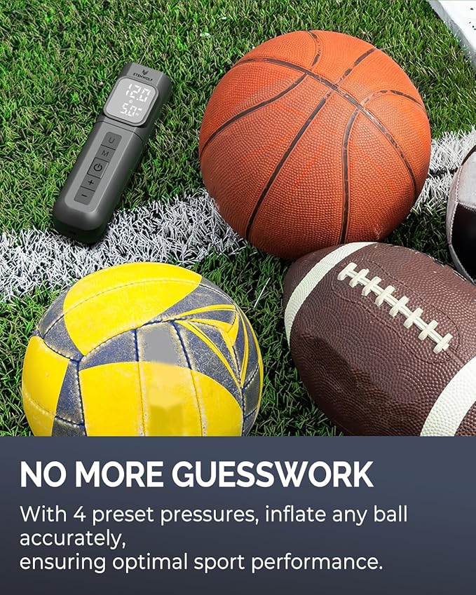 ETENWOLF P200 Electric Ball Pump 2000mAh Sports Air Pump with Digital Pressure Gauge for Basketball Soccer Volleyball