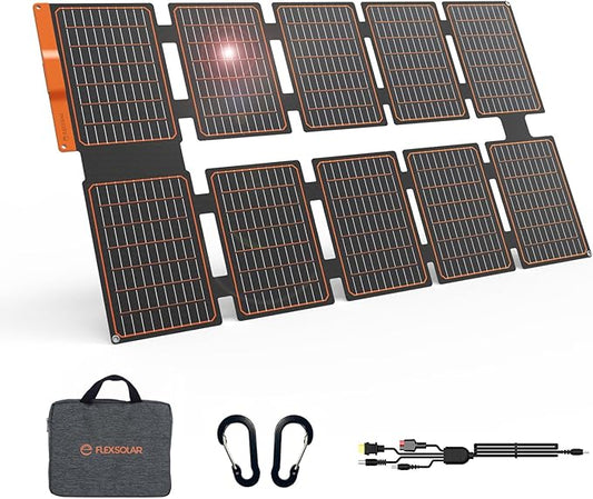 FlexSolar 100W Portable Solar Panels Chargers with PD3.0 USB-C,QC3.0 USB-A and DC Outputs Foldable IP67 Waterproof Power Emergency Camping for Small Power Station Generator,Phones, Power Banks