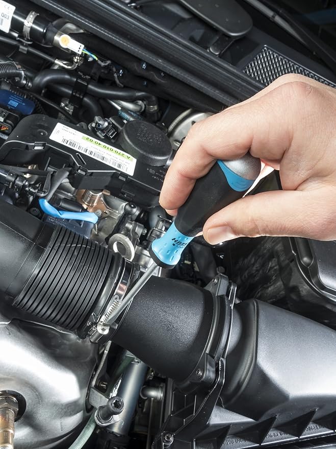 HAZET Screwdriver Set 810U-1/5 I 5-Piece, 3 X Slotted Screwdrivers, 2 X Phillips Screwdrivers I With Ergonomic 3-Component Handle for Maximum Power Transmission