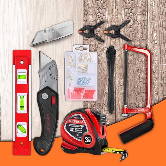 WISEUP Tool Set for Men and Women Heavy Duty,Household Basic Tool Kit for Home Repairing,DIY,Woodworking with 10-Inch Wide Mouth Open Storage Bag Warm House Gift