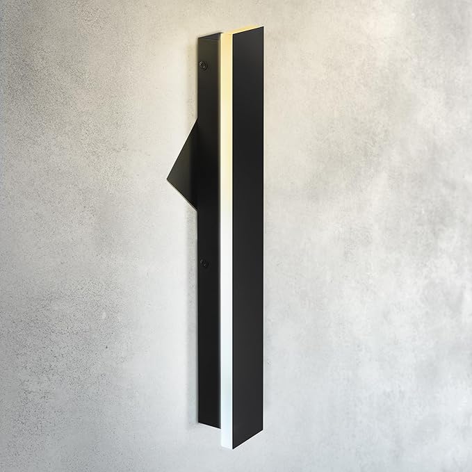 ASD LED 24" Long Wall Mount Light Fixture, Outdoor & Indoor Linear Sconce | 3CCT, Dimmable, Waterproof, Anti-Rust, ETL Listed | 24W 1500LM 3000-5000K 100-277V | Exterior Porch Lighting | Black