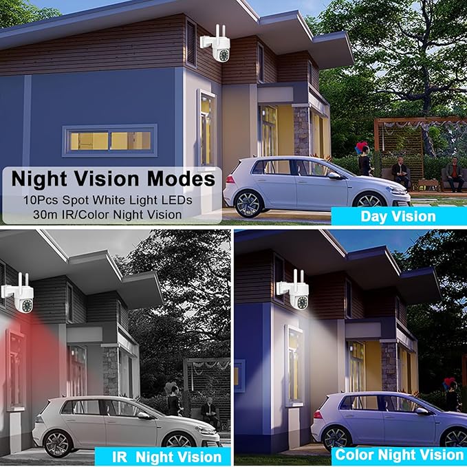 4K Outdoor Security Camera, 8MP 2.4G/5G WiFi &Wired Cameras for Home Security, 360° View Pan Tilt IP Surveillance Camera with Human Detection, Auto Tracking,Two Way Talk, Full Color Night Vision