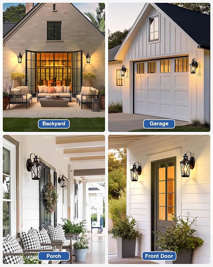 VIANIS Motion Sensor Outdoor Wall Lantern for Porch, Oil Rubbed Bronze Exterior Lighting Fixtures Wall Mount, 2-Pack Exterior Sconce Light with Tempered Seed Glass, Outdoor Garage Lights for Coach