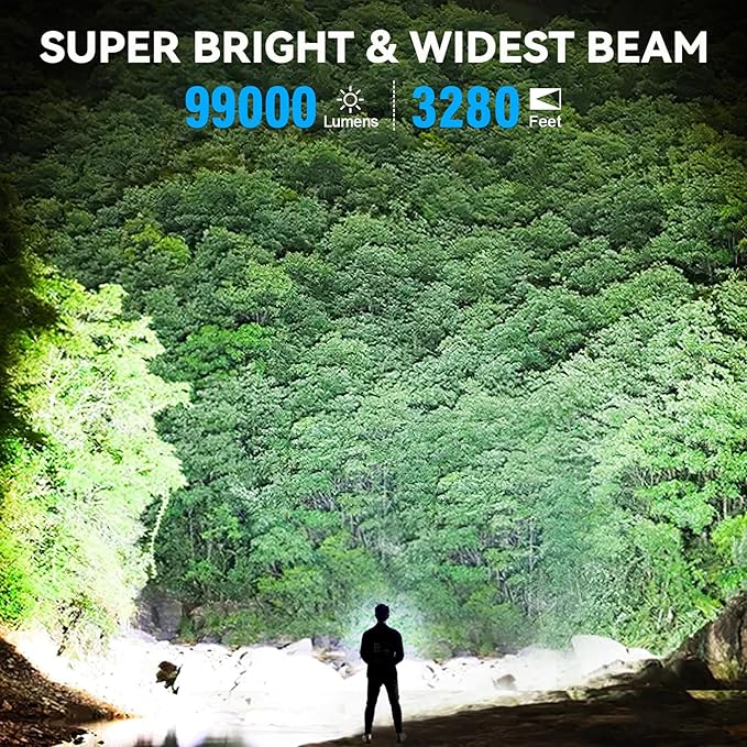 Rechargeable Flashlights High Lumens 3 Packs, 99,000 Lumens Super Bright LED Flashlight with 5 Modes & Waterproof, Powerful Handheld Flash Light for Home Camping