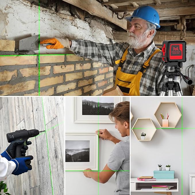 Laser Level with Tripod, 100 feet Green Cross Line Self Rotary Leveling Laser Level, 4 Brightness Adjustment, Manual Self leveling and Pulse Mode,IP54 Waterproof Battery Carrying Bag Included