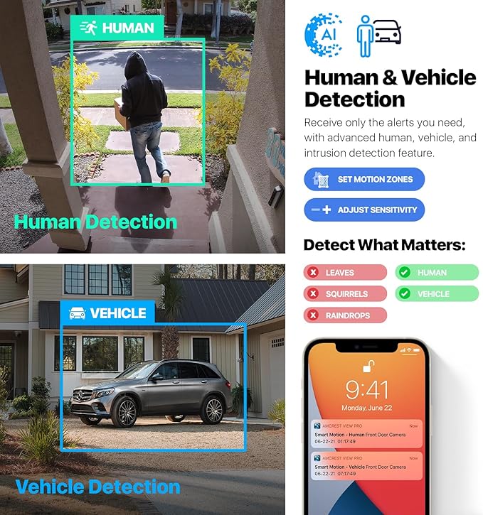 Amcrest 4MP Outdoor PTZ POE + AI IP Camera Pan Tilt Zoom (Optical 5X Motorized) Security Speed Dome, Human and Vehicle Detection, IVS, Face Detection, Auto Tracking, POE+ (802.3at) IP4M-1098EW-AI