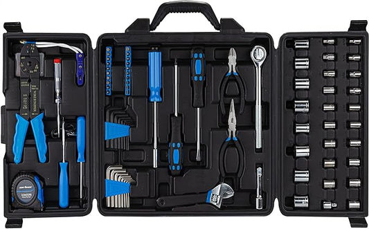 CARTMAN 122 Piece Auto Tool Accessory Set Tool Kit Set Electric Tool Set Drive Socket and Socket Wrench Sets Blue