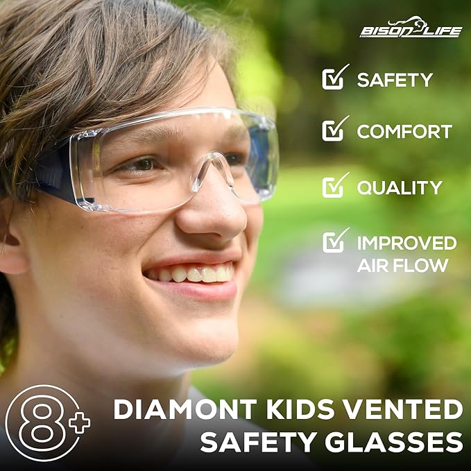 BISON LIFE Kids Safety Glasses, Bulk Kids Protective Glasses ANSI Z87.1 Safety Glasses for Kids, Science Safety Goggles Pack