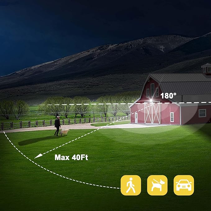 2 Pack LED Motion Sensor Outdoor Lights, 34W 3500LM 5000K Daylight, IP65 Waterproof, Dusk to Dawn Flood Light, 2 Head Motion Detected Security Lights for Patio, Garage, Yard (White)