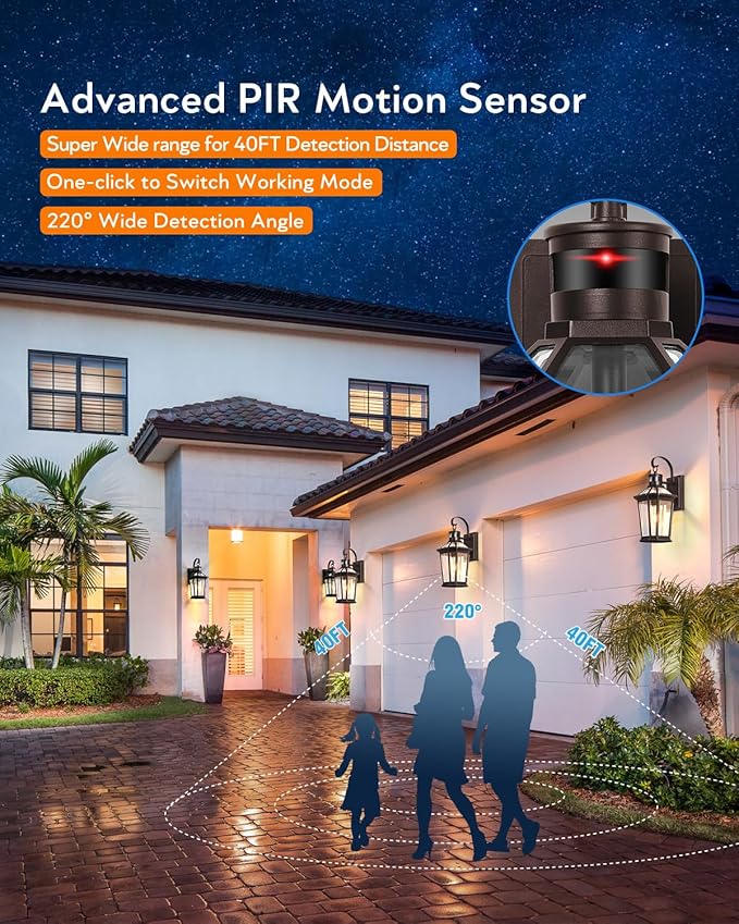 VIANIS Bronze Motion Sensor Outdoor Light, Dusk to Dawn Outdoor Lighting Wall Mount, Waterproof Exterior Light Fixtures for House, 100% Anti-Rust Aluminum Outside Wall Sconce for Front Porch Garage