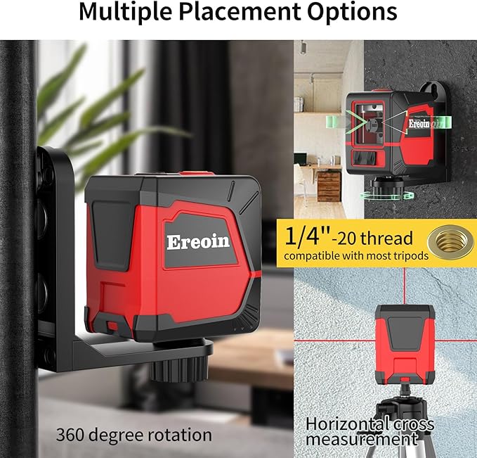 Laser Level Self-leveling Red Cross laser tool with vertical and horizontal lines,360 degree rotation self-leveling mode&IP54 waterproof for Picture Hanging Indoor & Outdoor