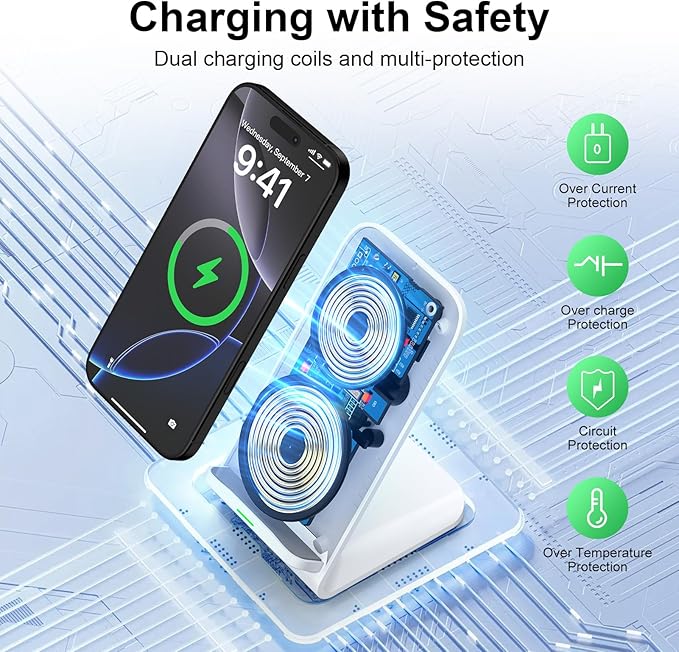 Pixel Wireless Charging Stand Fast Charging Pad for Google Pixel 9 9Pro XL/Fold 8a 8Pro 8 7a 7Pro 6, 15W Android Wireless Charger Station with 18W Adapter for Samsung S25 Ultra S24 FE, for Moto razr+