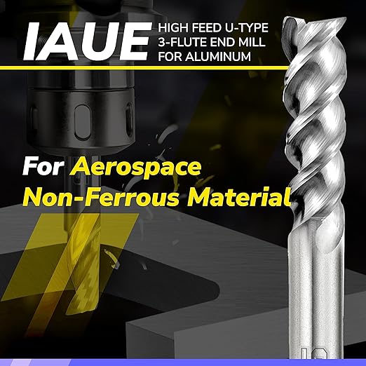 SPEED TIGER Carbide Square End Mill - 3 Flute - IAUE1/4 3 (5 Pieces, 1/4") - High Feed U-Type Design - for Roughing and Finishing - for Milling Aluminum Applications – Professional Mill Bits Sets