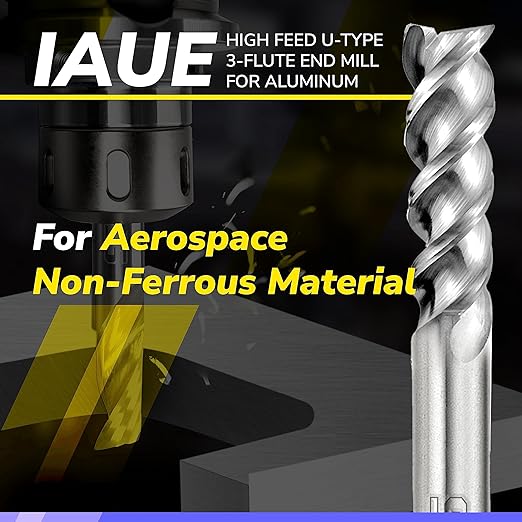 SPEED TIGER Carbide Square End Mill - 3 Flute - IAUE3/16 3 (5 Pieces, 3/16") - High Feed U-Type Design - for Roughing and Finishing - for Milling Aluminum Applications – Professional Mill Bits Sets