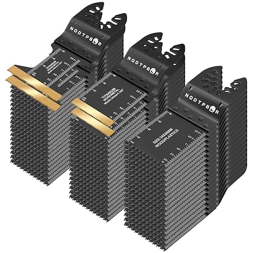 54 PCS Oscillating Saw Blades Professional Universal Wood Multitool Blades Titanium Oscillating Tool Blade for Metal Nails, Wood and Plastic Multi Tool Blades Kits Fit All Models (54PCS)