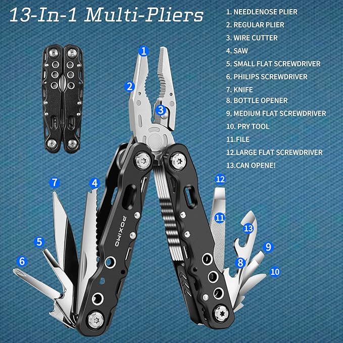 Gifts for Christmas, Multitools Set with Multi-Pliers, Pocket Knife, Tactical Pen 3-In-1, Christmas Gifts Stocking Stuffers for Men Women, EDC Multi-tools(Merry Christmas)