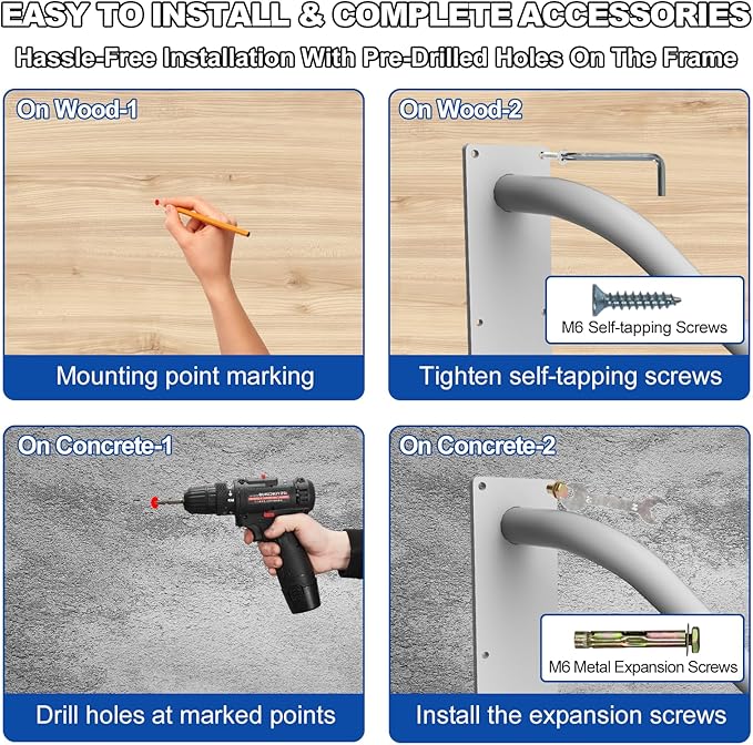 Jamb Mount Handrails for Outdoor Steps-1-2 Step Waterproof Stairs Railing-Powder Coated Side Mount Hand Rails for Indoor Stairs-Non-Slip Staircase Grab Rail for Deck/Porch/Mobile Home/Short Stairway