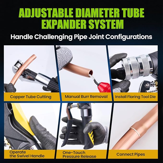 Super Stars Hydraulic Copper Tube Expander Kit – HVAC Swaging Tool with Tube Cutter, Deburring Tool