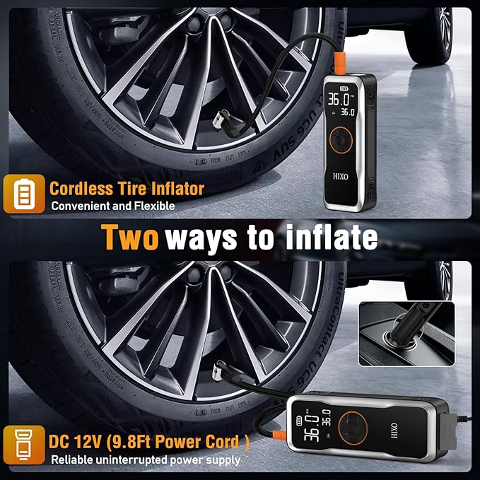 Tire Inflator Portable Air Compressor, 150PSI Air Compressor with Digital Pressure Gauge, 20000mAh & 4X Faster Portable Air Pump for Car, Motorcycle, Bicycle, Ball and More