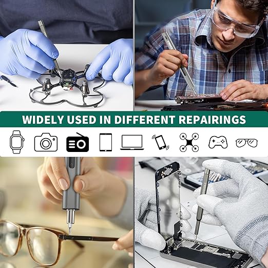 HYCHIKA 3.7V Electric Screwdriver，67 in 1 Precision Screwdriver set, 52 Magnetic Bits, 3 Torque, Cordless Screw Drivers Rechargeable, Repair Tool Kit for PC, RC, Electronics, Phones, Camera, Laptops