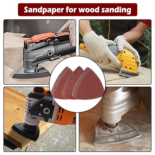 204PCS towbluii Oscillating Multitool Sandpaper, 3-1/8 Inch Triangle Sandpaper for Triangle Sanding Pads, Assorted 40/60/80/120/180/240 Grit 30pcs Each