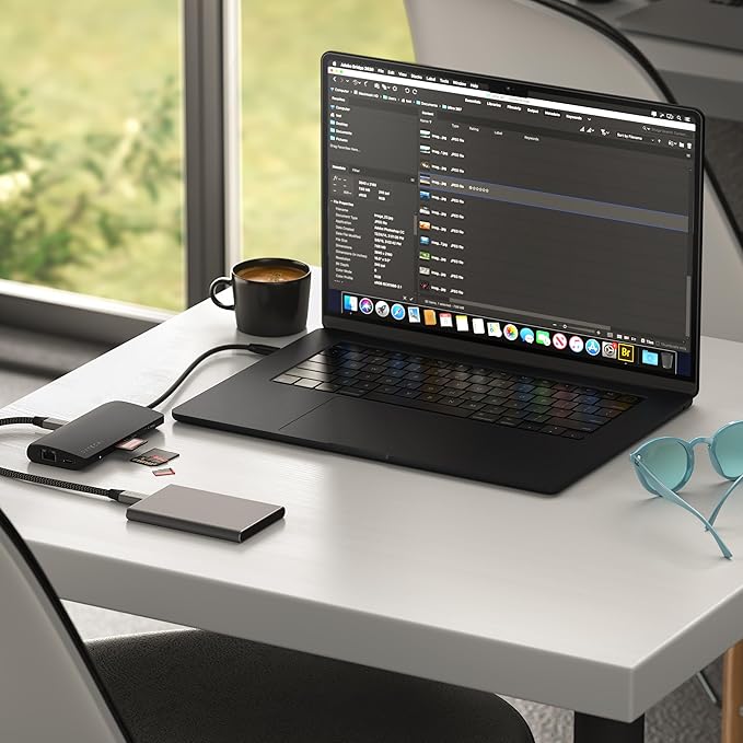 Satechi 8 in 1 USB C Hub Multiport Adapter V3, 8K HDMI, 100W Charging, 4 USB Data Ports, Ethernet, SD Card Reader, for Laptop, for Mac/Windows, MacBook Pro/Air M4/M3/M2/M1, iPad, iPhone 16 - Midnight