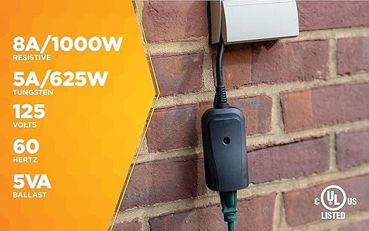Woods 32555WD Weatherproof Outdoor Electrical Outlet Switch, Wireless Remote Control Plug In, 100 ft Control Range, Weatherproof Remote Control Converter, 60-ft Frequency Range, 1 Pack, Black