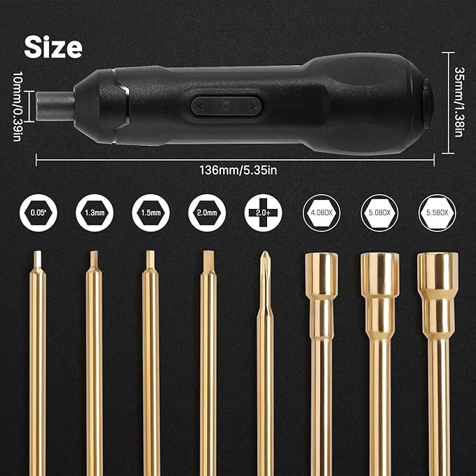 INJORA Electric Screwdriver Cordless, 8-Bit System, Hex & Phillips Screwdriver Tool Set, RC Car Tools Kit For 1/18 1/24 Scale Crawler Cars