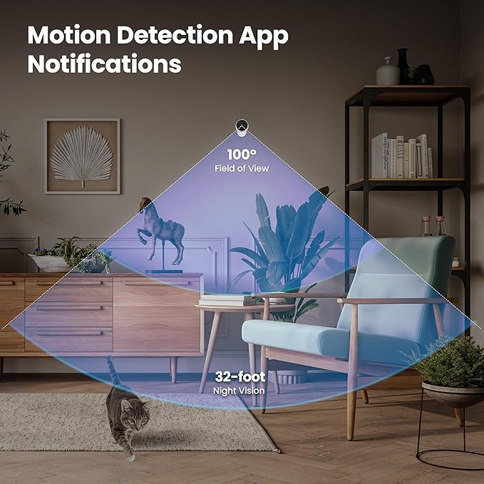 Feit Electric Indoor Security Camera with Motion Detection, 30ft. Night Vision, 360° Adjustable Head, 2.4GHz WiFi, 2-Way Audio, 1080p HD, Works with Alexa & Google Asst, Plug-in, White - CAM1/WIFI
