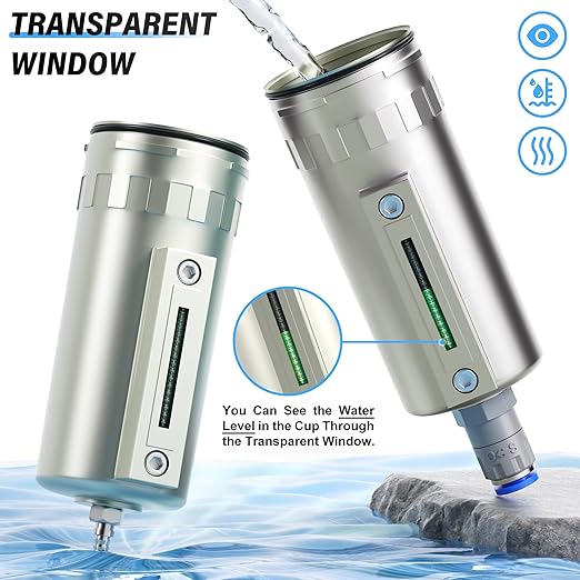 TAILONZ PNEUMATIC 3/4" NPT Industrial Grade Heavy Duty Particulate Air Filter with Metal Bowl - Paint Spray Compatible, Manual Drainage System