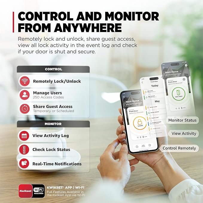 Kwikset Halo Select Smart Lock Keyless Entry Door Lock Wi-Fi and Matter Enabled Deadbolt No Hub Needed, Geofence Auto-Unlock, Grade AAA Certified, Easy Install, Satin Nickel Lifetime Finish Warranty