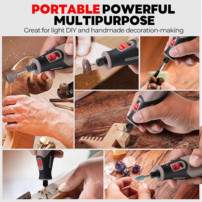 Rotary Tool Kit - 4V Power Rotary Tools, PHALANX Rotary Tool 80PCS Accessories 4000mAh Li-Ion Battery, 9 Speed Adjustment Multi-Purpose Engraver Tool for Wood Cutting Sanding Light-Duty DIY Crafting