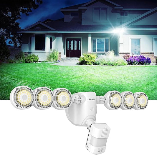 SANSI 55W Motion Sensor Outdoor Lights 7000LM Super Bright LED Security Lights, 5000K Dusk to Dawn Flood Light, 4 Modes,Wide 320°Angle Illumination, for Yard, Patio, Garage, Doorways Wired Not Solar