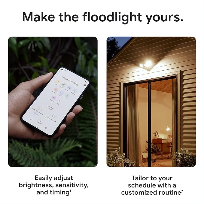 Google Nest Cam with Floodlight - Outdoor Camera - Floodlight Security Camera, White, 1 Count (Pack of 1)