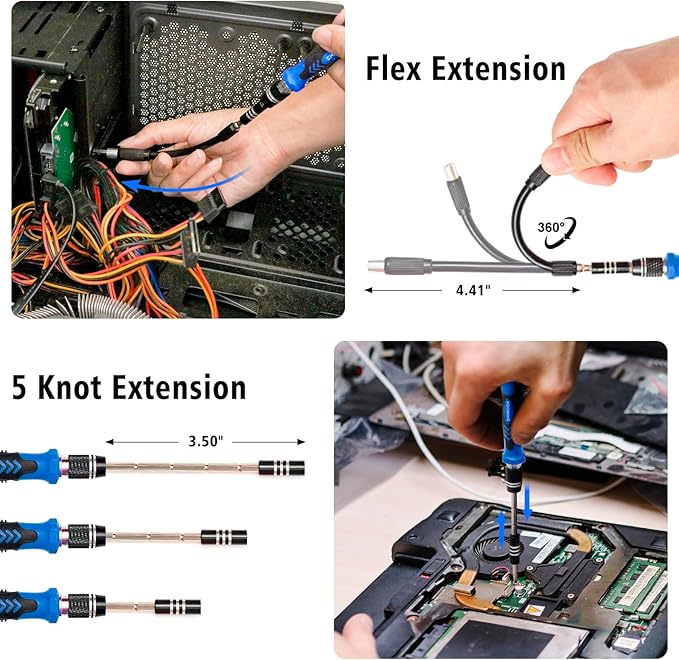 SHARDEN Precision Screwdriver Set, 122 in 1 Electronics Magnetic Repair Tool Kit with Case for Repair Computer, PC, Cellphone, Game Console, Watch, Eyeglasses etc (Blue)…
