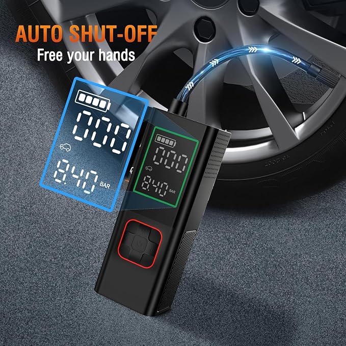 Tire Inflator Portable Air Compressor, 160PSI Cordless Air Pump for Car Tires, Portable Tire Inflator with LED, Electric Bike Tire Pump for Cars, Bikes, Motorcycles, Balls