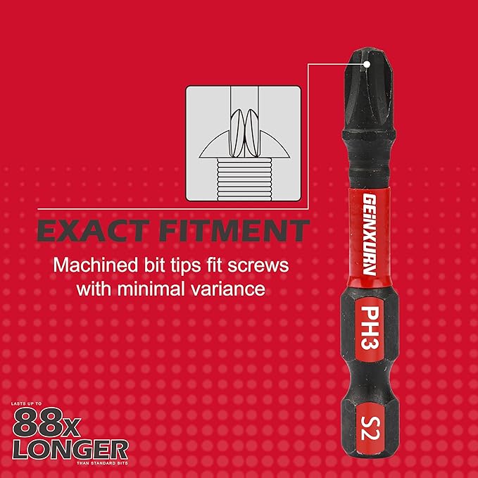 Anti-Slip Hex PH1/PH2/PH3 Insert Driver Bits 20 Pack 2 in. Impact Tough Magnetic Screwdriver Bits Set, 1/4 Inch Hex Shank Phillips Cross Screwdriver Bits Set