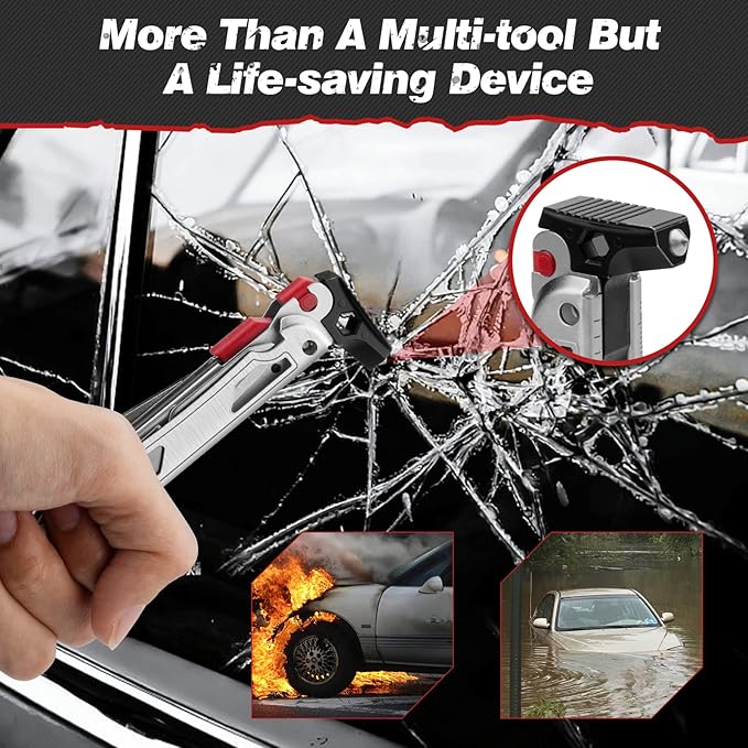 BIBURY Multitool Pliers BI2038B, 22-in-1 Stainless Steel Multi Tool with Flint, Window Breaker, Scissors, Back Clip, Folding Pocket Multifunctional Self-locking EDC Tool for Survival Camping Hiking