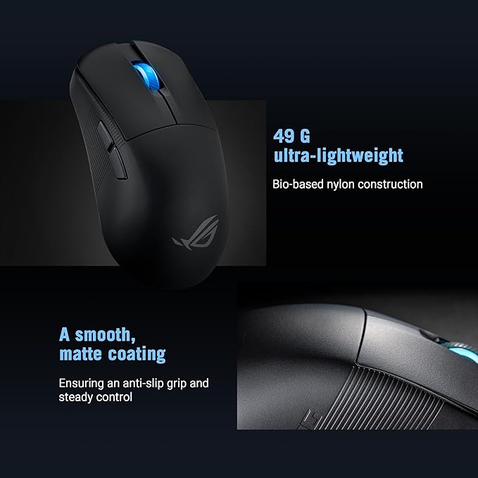 ASUS ROG Harpe Ace Mini Wireless Esports Gaming Mouse – Small Compact Design, Right-Handed, 49g Lightweight, Tri-Mode Connectivity, 36K DPI, up to 105Hr Battery, Pro-Approved, PC/Mac Support - Black